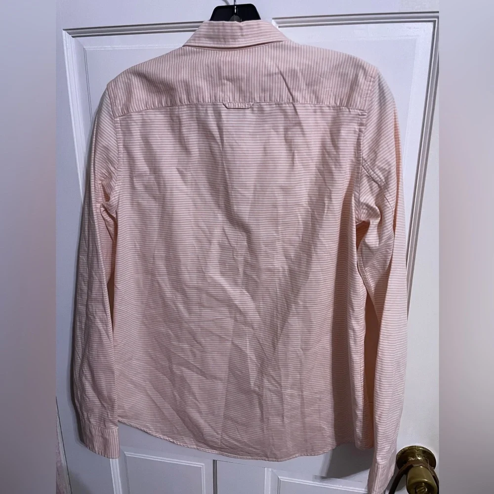 Gap Fitted Boyfriend orange stripped button down. - Picture 5 of 5